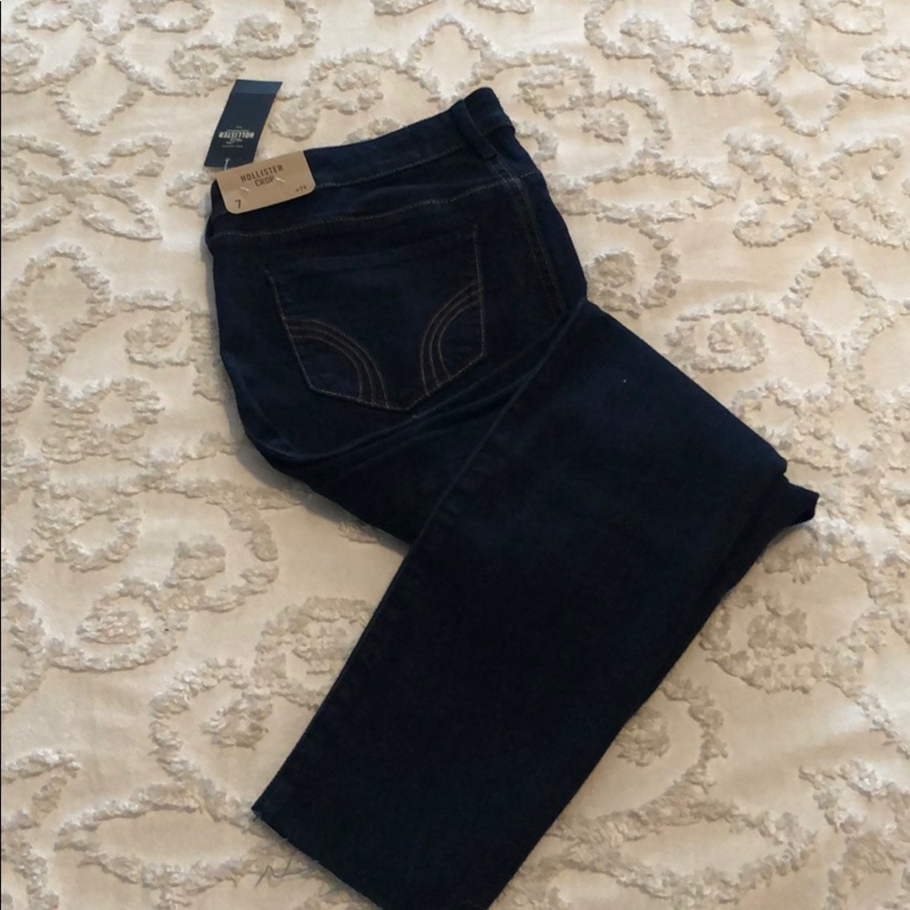 Hollister crop jeans with cut hem